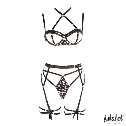 ADALET LINGERIE - LILY BRA, THONG, GARTER BELT, AND LEOPARD PRINT GARTERS SET