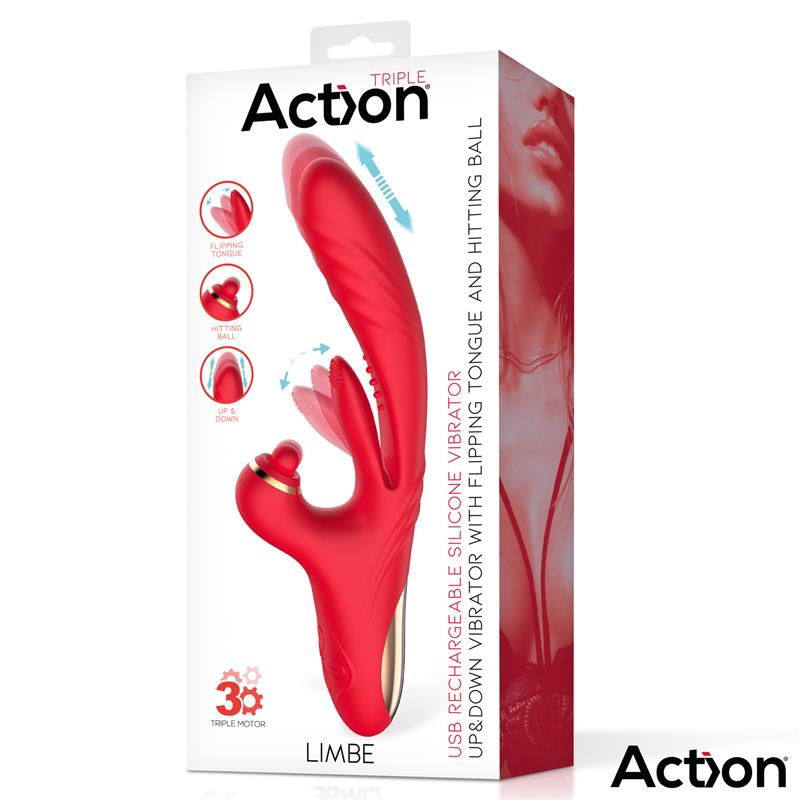 ACTION - LIMBE VIBE WITH FLIP-FLAP TONGUE, HITTING BALL AND UP AND DOWN