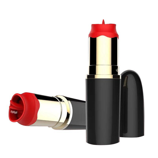A-GUSTO - LIPSTICK VIBRATOR WITH STIMULATING TONGUE USB BLACK