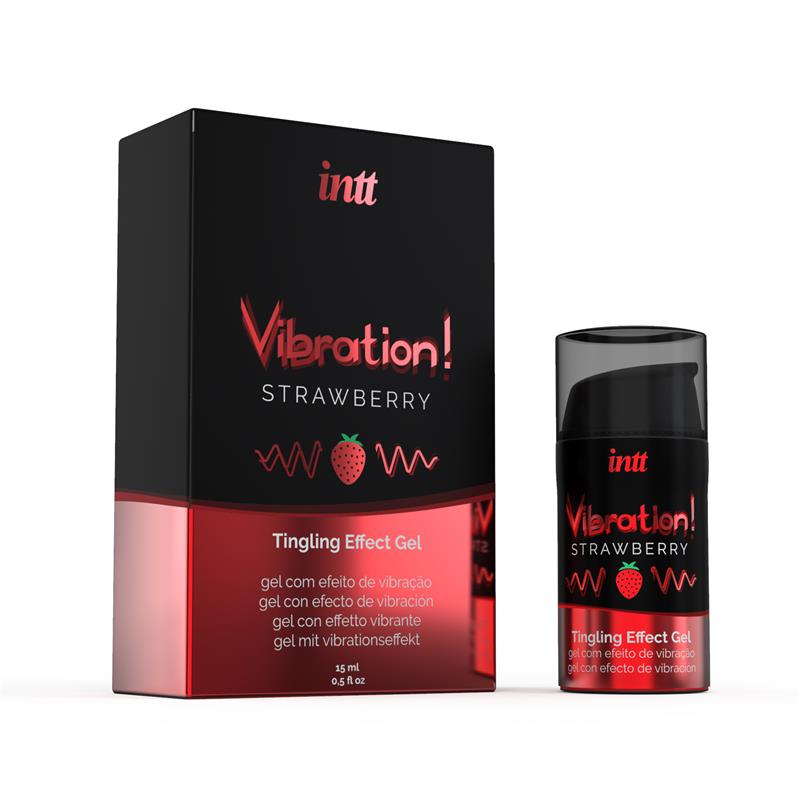 INTT - VIBRADOR LÍQUIDO EFECTO CALOR AROMA FRESA 15 ML