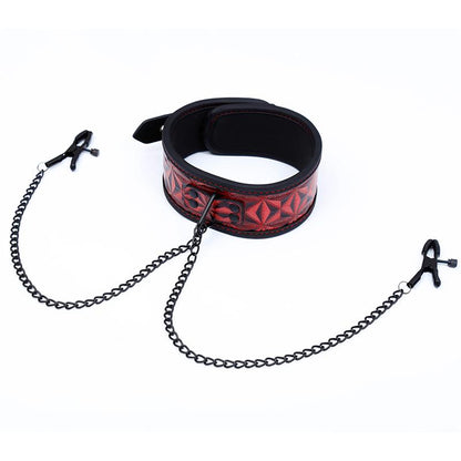 BEGME - RED EDITION COLLAR WITH NIPPLE CLAMPS WITH NEOPRENE LINING