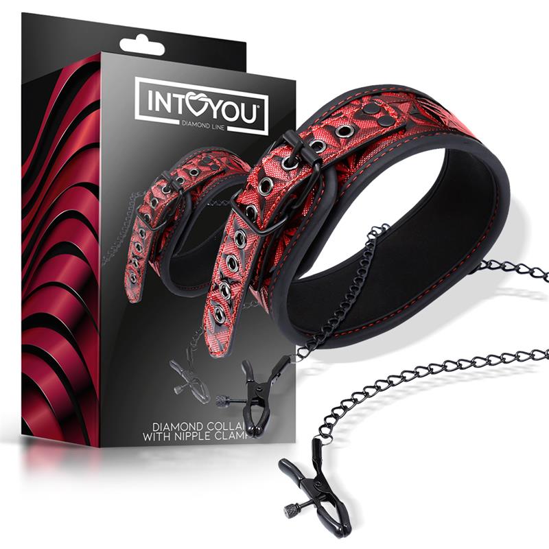 BEGME - RED EDITION COLLAR WITH NIPPLE CLAMPS WITH NEOPRENE LINING