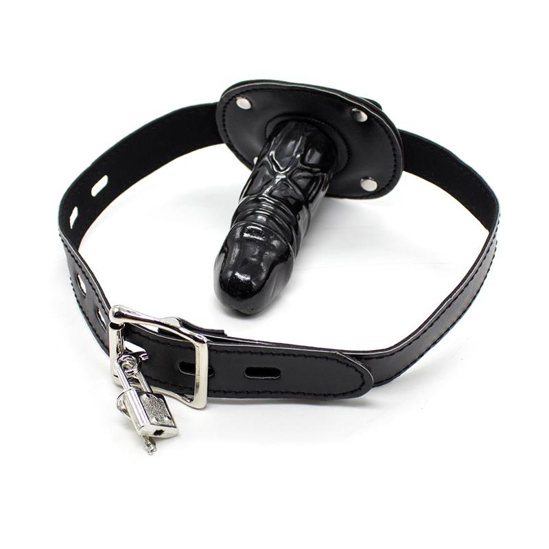 LATETOBED BDSM LINE - LOCKING LONG PENIS 10 CM GAG BALL BLACK