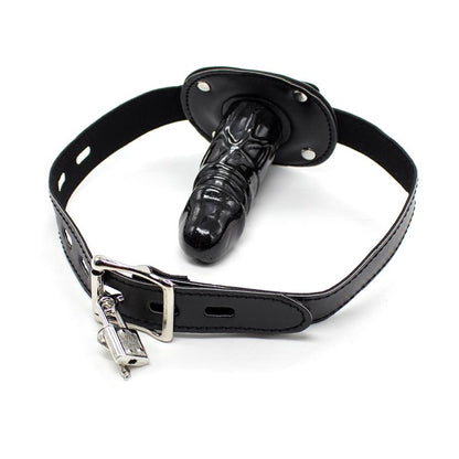 LATETOBED BDSM LINE - LOCKING LONG PENIS 10 CM GAG BALL BLACK