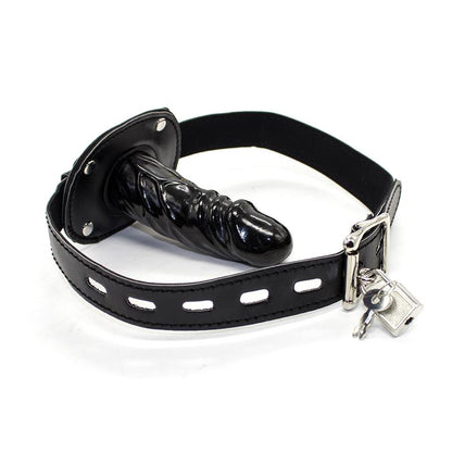 LATETOBED BDSM LINE - LOCKING LONG PENIS 10 CM GAG BALL BLACK