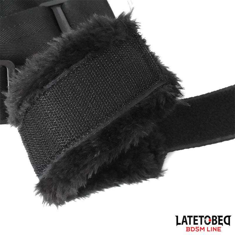 LATETOBED BDSM LINE - LONG VELVET BED BONDAGE RESTRAINTS ADJUSTABLE