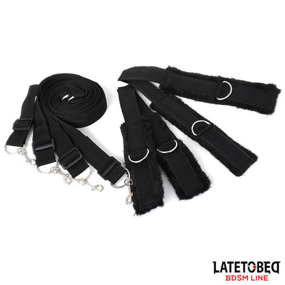 LATETOBED BDSM LINE - LONG VELVET BED BONDAGE RESTRAINTS ADJUSTABLE