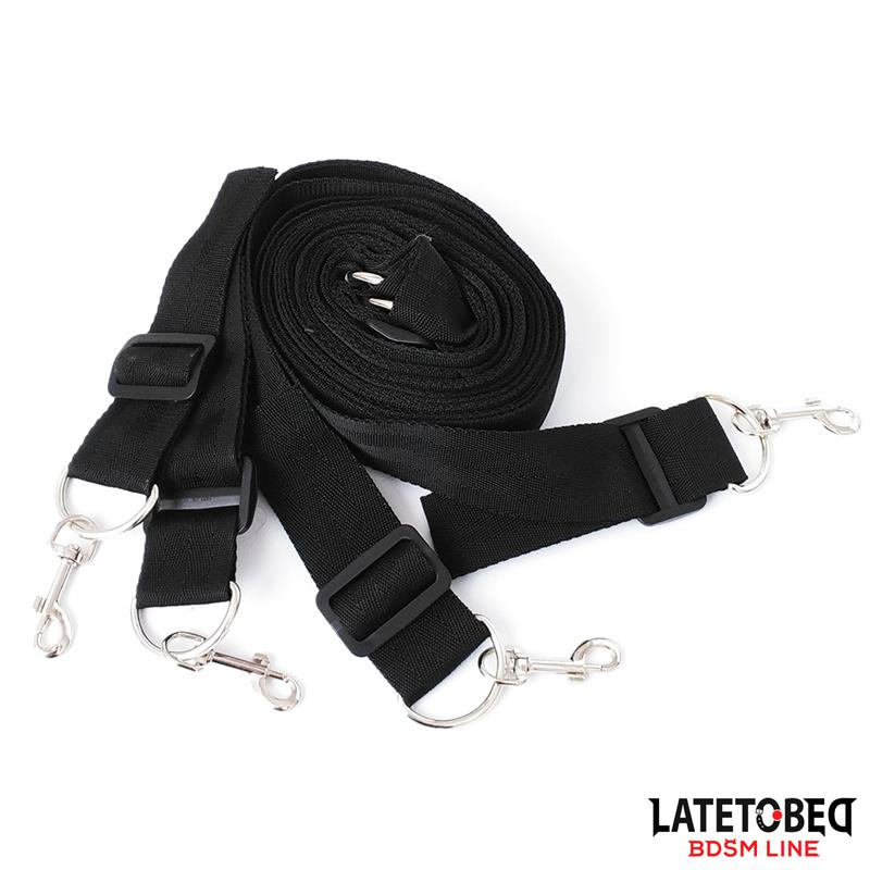 LATETOBED BDSM LINE - LONG VELVET BED BONDAGE RESTRAINTS ADJUSTABLE
