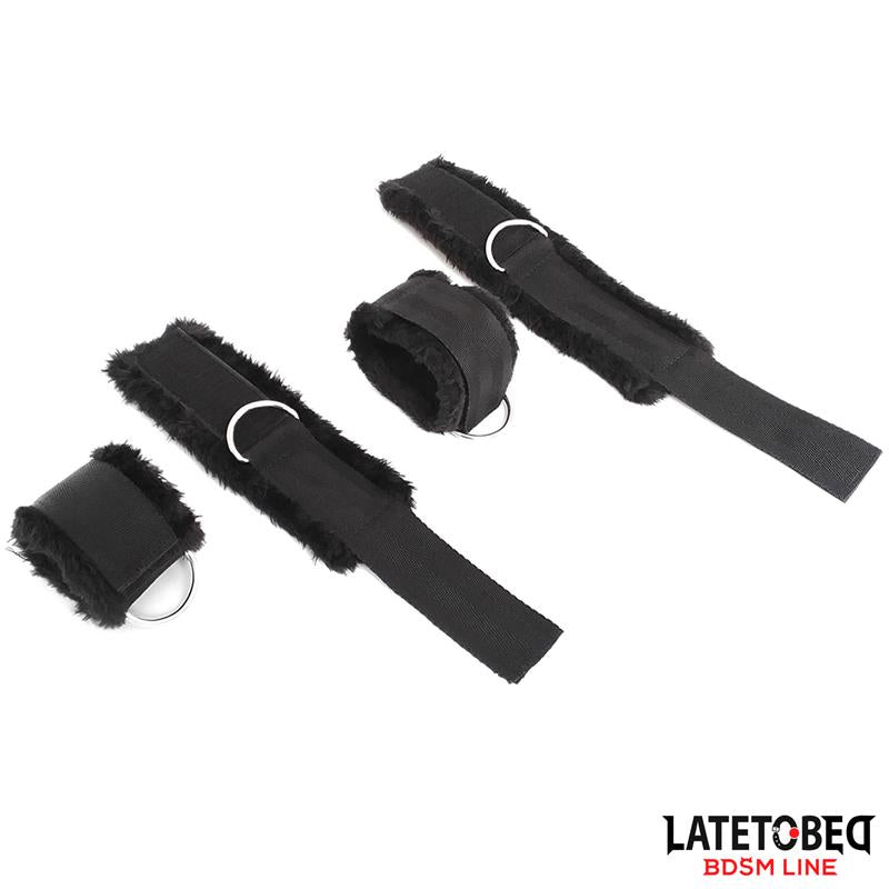 LATETOBED BDSM LINE - LONG VELVET BED BONDAGE RESTRAINTS ADJUSTABLE
