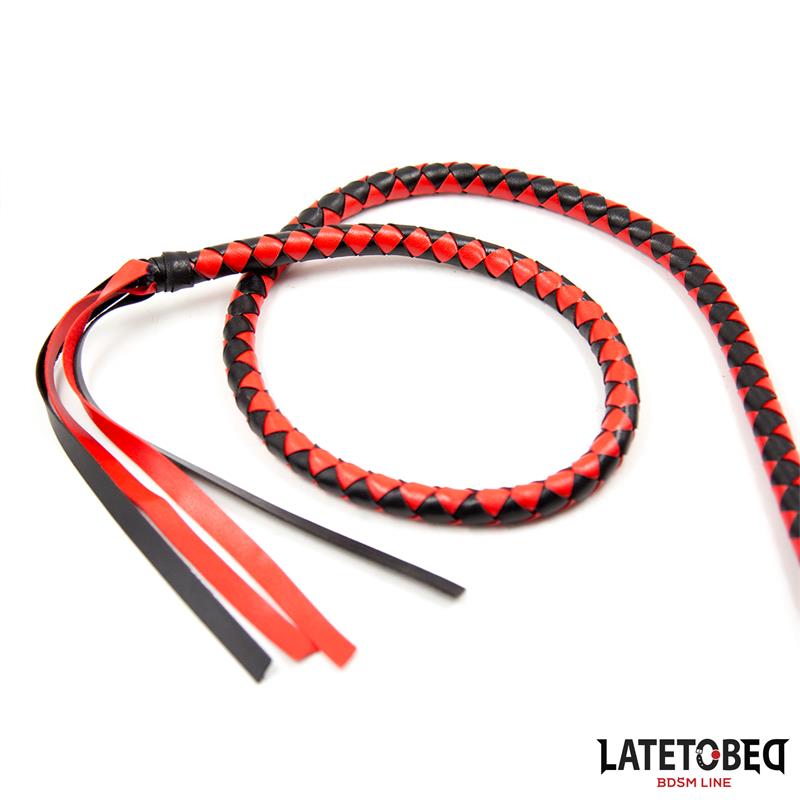 LATETOBED BDSM LINE - LONG  WHIP BLACL AND RED 210CM