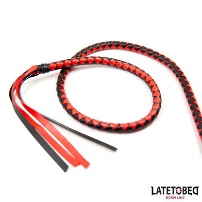 LATETOBED BDSM LINE - LONG  WHIP BLACL AND RED 210CM