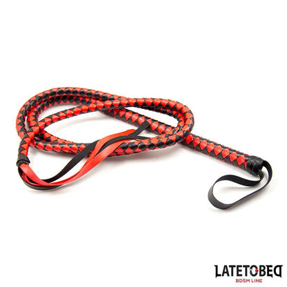 LATETOBED BDSM LINE - LONG  WHIP BLACL AND RED 210CM