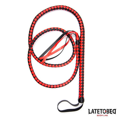 LATETOBED BDSM LINE - LONG  WHIP BLACL AND RED 210CM