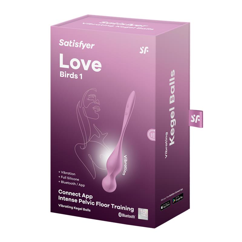 SATISFYER - LOVE BIRDS 1 KEGEL BALLS WITH APP PINK