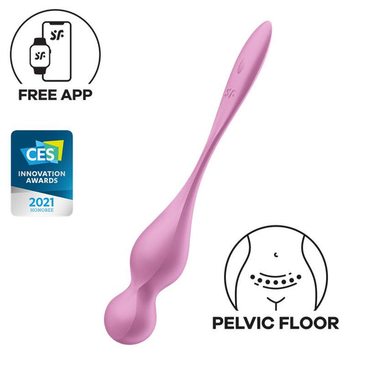 SATISFYER - LOVE BIRDS 1 KEGEL BALLS WITH APP PINK