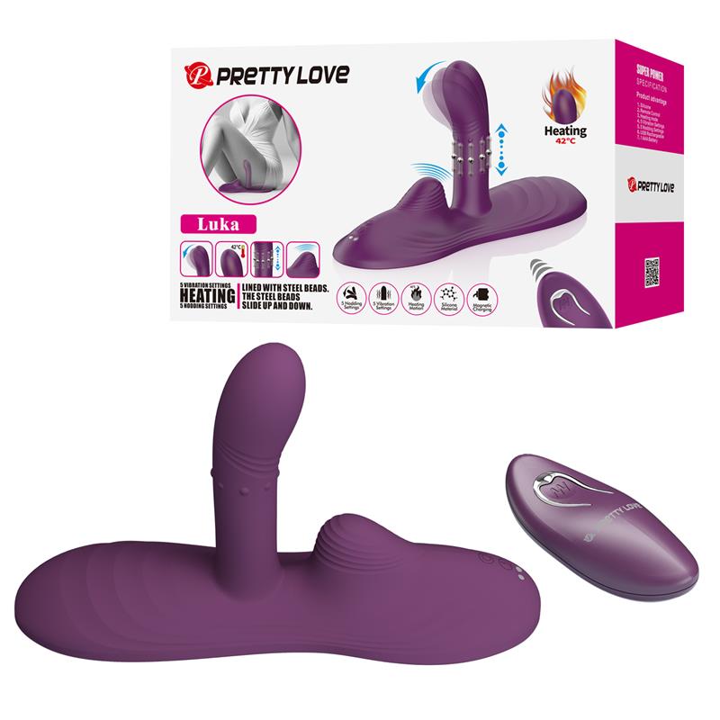PRETTYLOVE - LUKA SEAT WITH VIBRATOR, FINGER, HEAT EFFECT AND ROTATING BEADS
