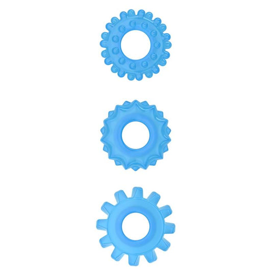 LOVETOY - LUMINO PLAY SET 3 PENIS RING BLUE LIGHT