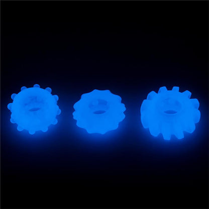 LOVETOY - LUMINO PLAY SET 3 PENIS RING BLUE LIGHT