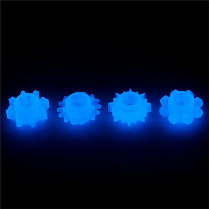 LOVETOY - LUMINO PLAY SET 4 PENIS RING BLUE LIGHT