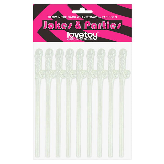 LOVETOY - LUMINOUS WILLY STRAWS PACK OF 9