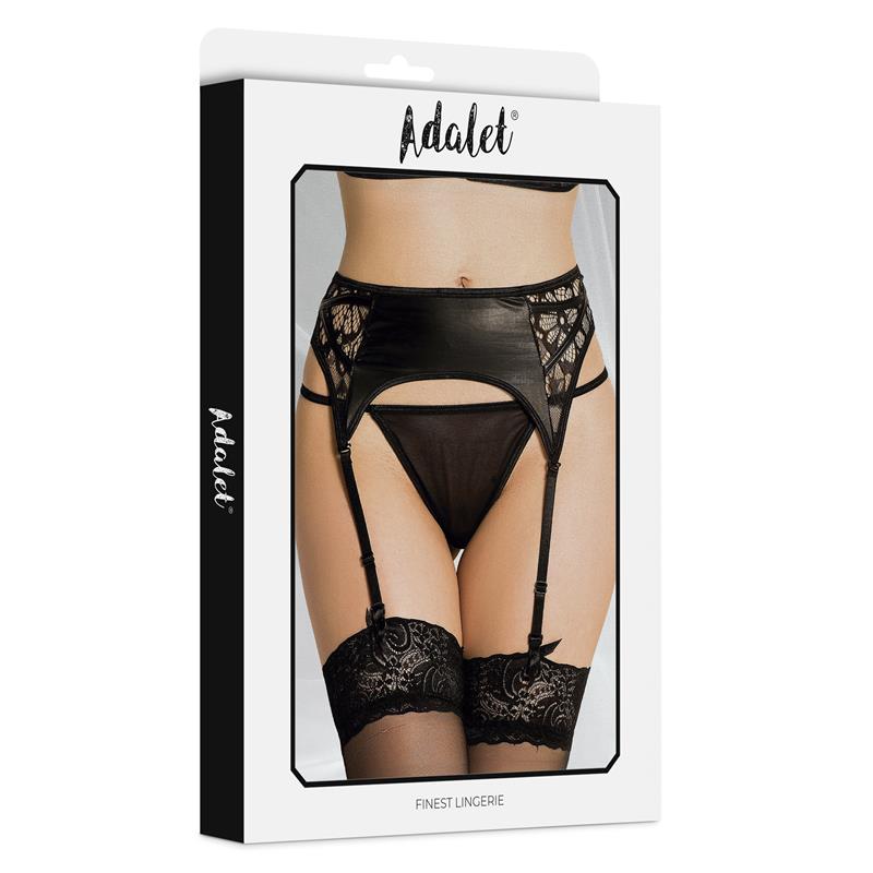 ADALET LINGERIE - LUVA GARTER WITH FLORAL LACE AND THONG SET