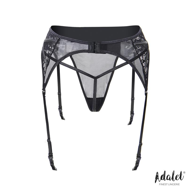 ADALET LINGERIE - LUVA GARTER WITH FLORAL LACE AND THONG SET