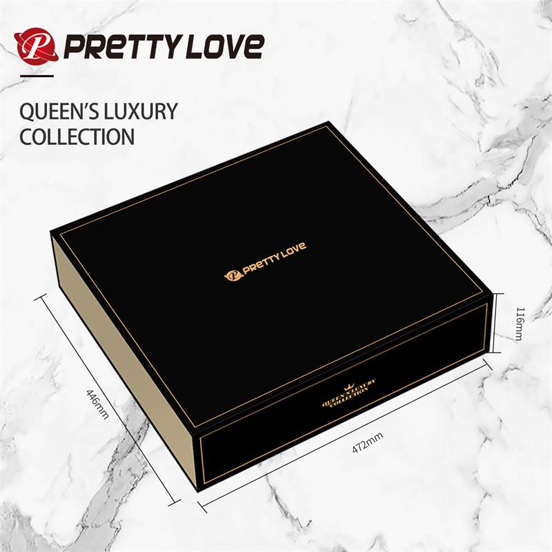 PRETTYLOVE - LUXURY SET QUEENS WITH 12 TOYS BLACK AND 18K GOLD