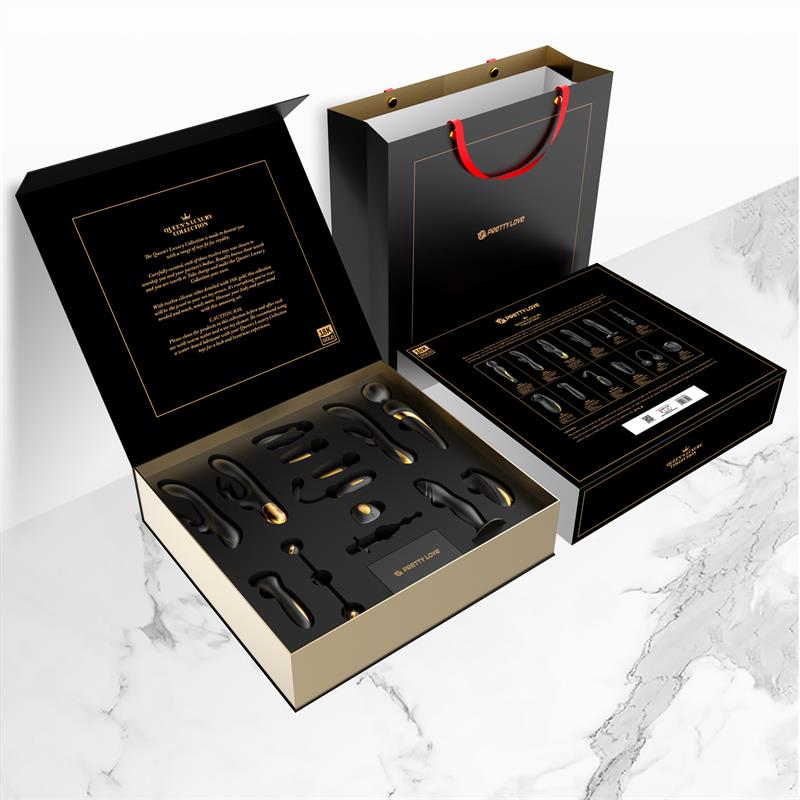 PRETTYLOVE - LUXURY SET QUEENS WITH 12 TOYS BLACK AND 18K GOLD