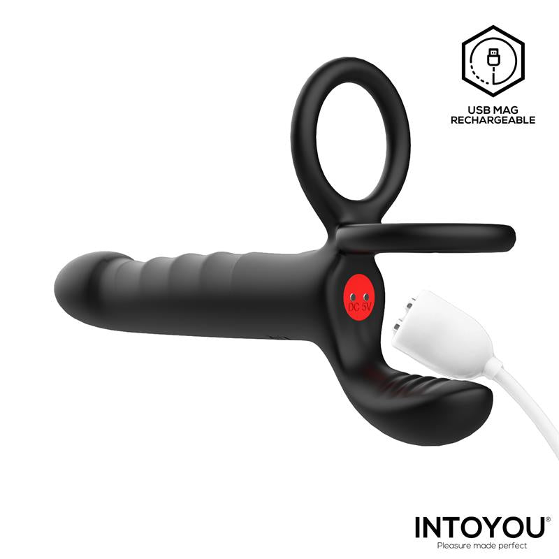 INTOYOU - MAGNOR DILDO WITH DOUBLE RING AND BALLS STIMULATOR