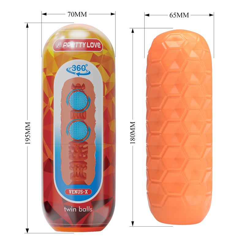 PRETTYLOVE - MALE MASTURBATOR HONEYCOMB WITH 2 INTERNAL BALLS