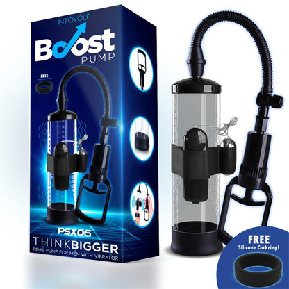 BOOST PUMPS - MANUAL PENIS PUMP WITH VIBRATION ATTACHMENT PSX06