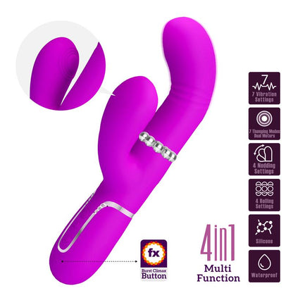 PRETTYLOVE - MARIANA VIBRATOR 4 IN 1 SILICONE FUCHSIA