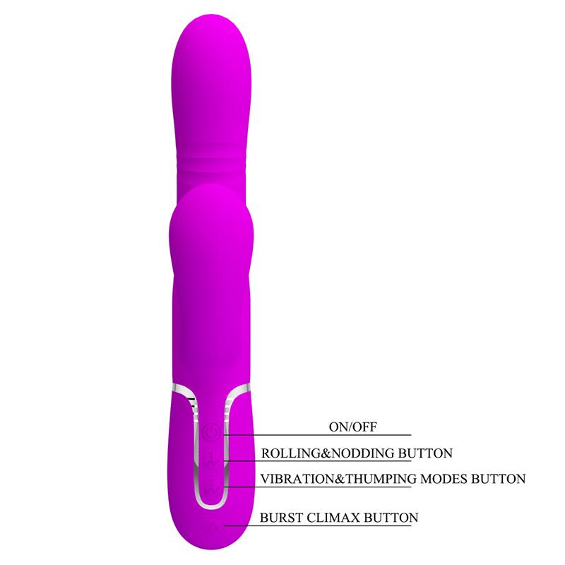 PRETTYLOVE - MARIANA VIBRATOR 4 IN 1 SILICONE FUCHSIA