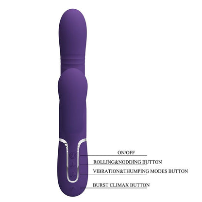 PRETTYLOVE - MARIANA VIBRATOR 4 IN 1 SILICONE PURPLE