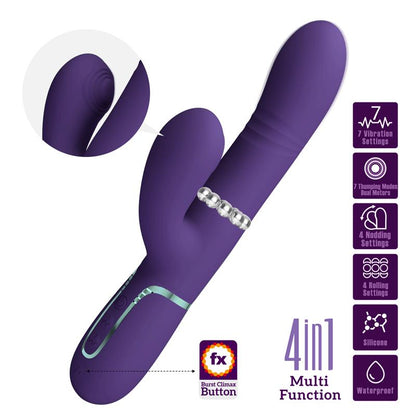 PRETTYLOVE - MARIANA VIBRATOR 4 IN 1 SILICONE PURPLE
