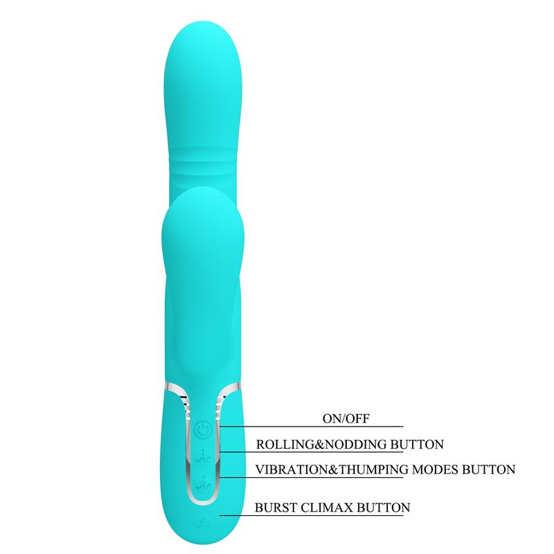 PRETTYLOVE - MARIANA VIBRATOR 4 IN 1 SILICONE TURQUOISE
