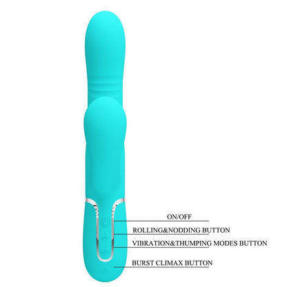 PRETTYLOVE - MARIANA VIBRATOR 4 IN 1 SILICONE TURQUOISE