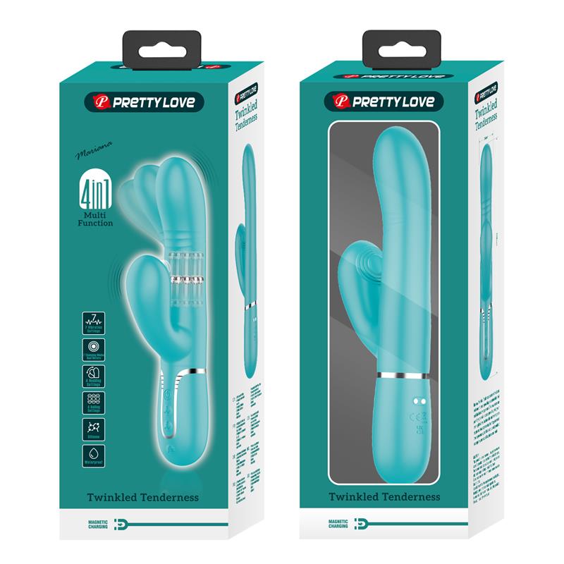 PRETTYLOVE - MARIANA VIBRATOR 4 IN 1 SILICONE TURQUOISE