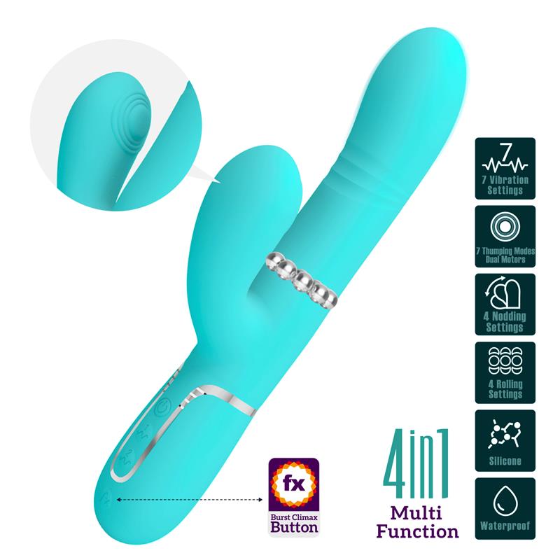 PRETTYLOVE - MARIANA VIBRATOR 4 IN 1 SILICONE TURQUOISE