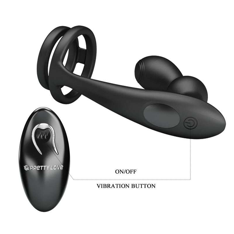 PRETTYLOVE - MARSHALL ANAL PLUG WITH VIBRATION AND COCK AND BALL RING
