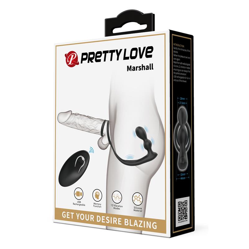 PRETTYLOVE - MARSHALL ANAL PLUG WITH VIBRATION AND COCK AND BALL RING