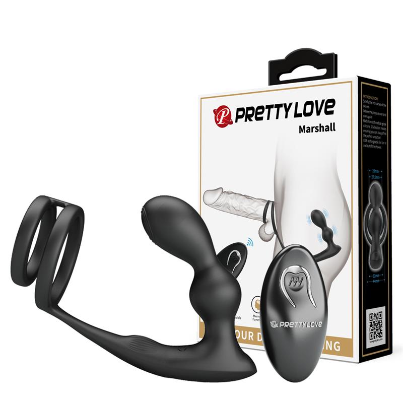 PRETTYLOVE - MARSHALL ANAL PLUG WITH VIBRATION AND COCK AND BALL RING
