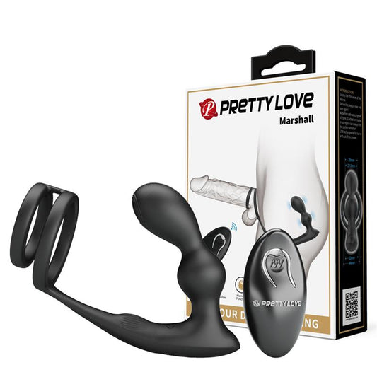 PRETTYLOVE - MARSHALL ANAL PLUG WITH VIBRATION AND COCK AND BALL RING