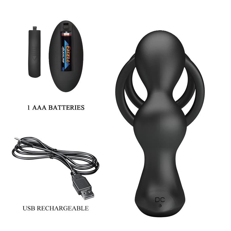 PRETTYLOVE - MARSHALL ANAL PLUG WITH VIBRATION AND COCK AND BALL RING
