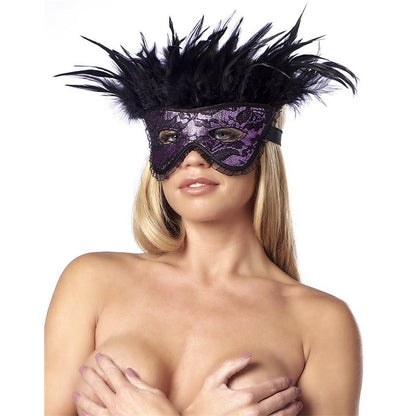 BONDAGE PLAY - MÁSCARA DE LUJO CON PLUMAS PURPLE