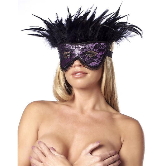 BONDAGE PLAY - MÁSCARA DE LUJO CON PLUMAS PURPLE