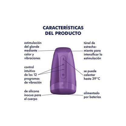 SATISFYER - SERIE MEN HEAT VIBRATION A BATERÍA DARK BERRY