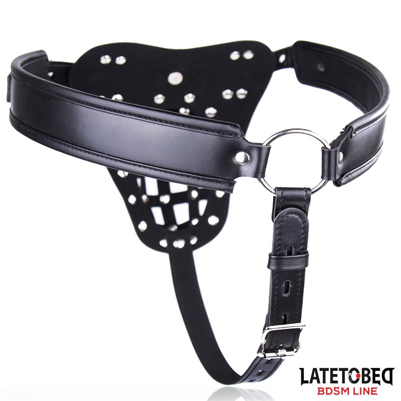 LATETOBED BDSM LINE - MENS CHASTITY PANTS WITH CAGE ADJUSTABLE