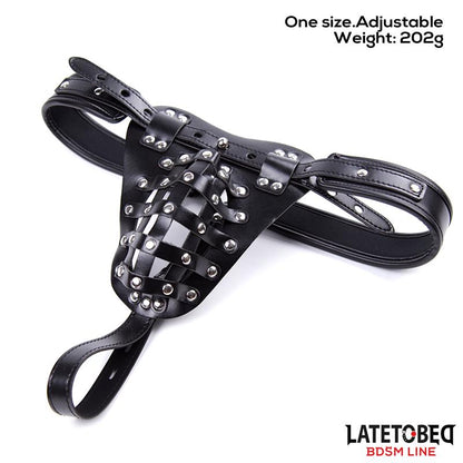 LATETOBED BDSM LINE - MENS CHASTITY PANTS WITH CAGE ADJUSTABLE