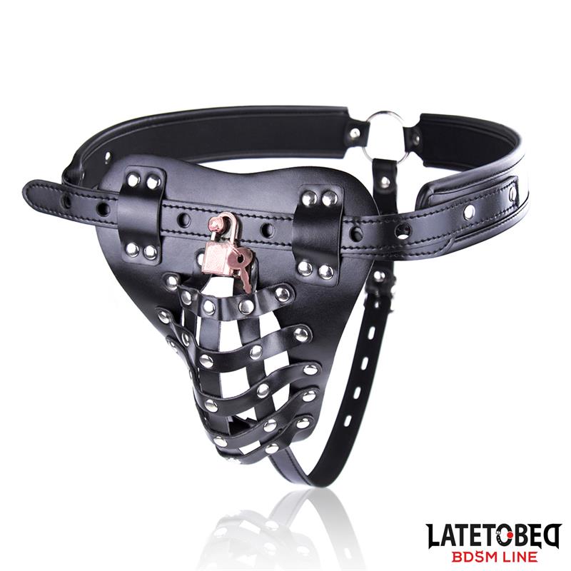 LATETOBED BDSM LINE - MENS CHASTITY PANTS WITH CAGE ADJUSTABLE